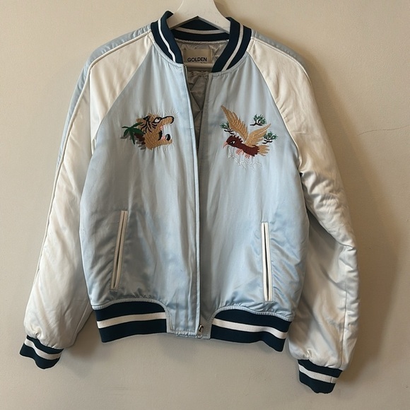 Aritzia TNA Golden Satin Embroidered Tiger Insulated Bomber Jacket - Picture 9 of 12